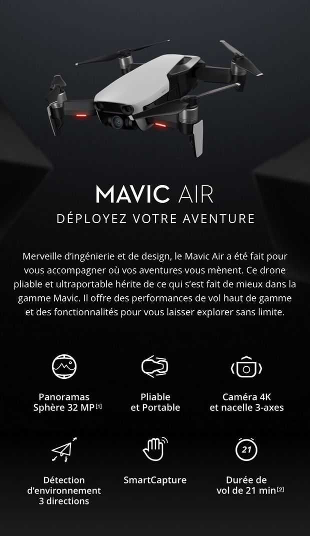 Drone Mavic Air Combo Fly More Blanc