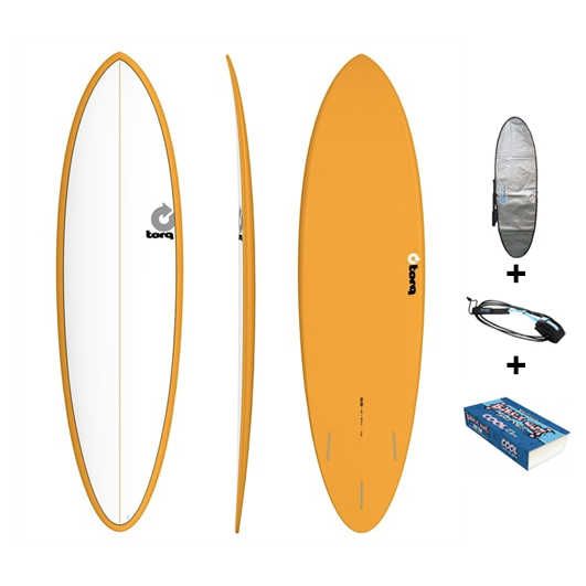 Pack planche de surf - Funboard Pinline White / Orange 6'8