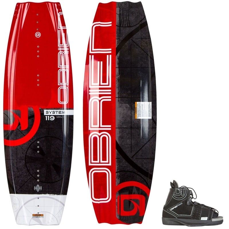 Pack Planche de wakeboard bateau System Rouge 119 cm + Chausse Clutch JR 32/37 Obrien