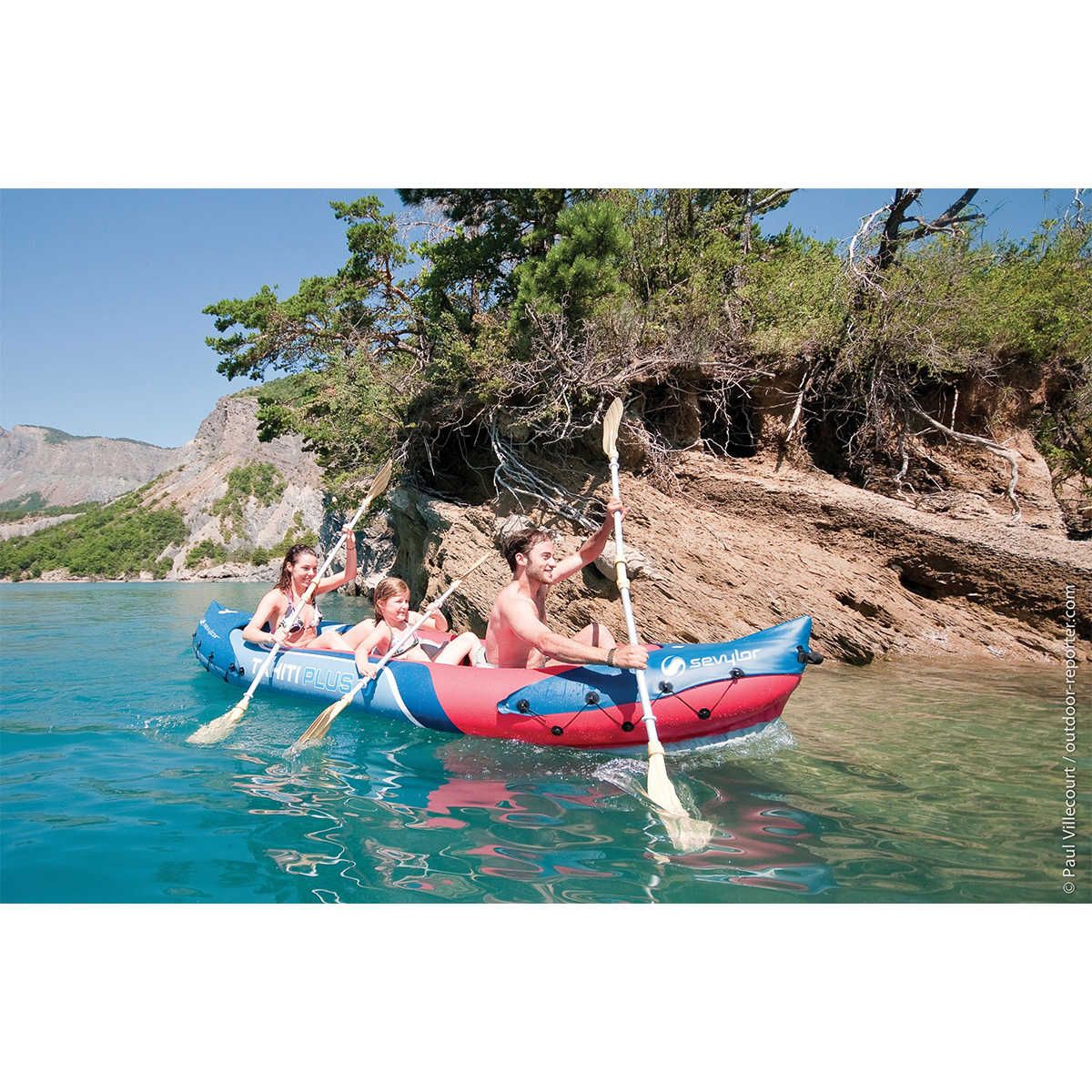 Kayak Gonflable Tahiti Plus - 2 adultes + 1 enfant - Rouge / Bleu