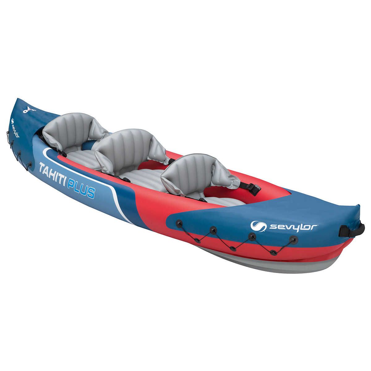 Kayak Gonflable Tahiti Plus - 2 adultes + 1 enfant - Rouge / Bleu - 1