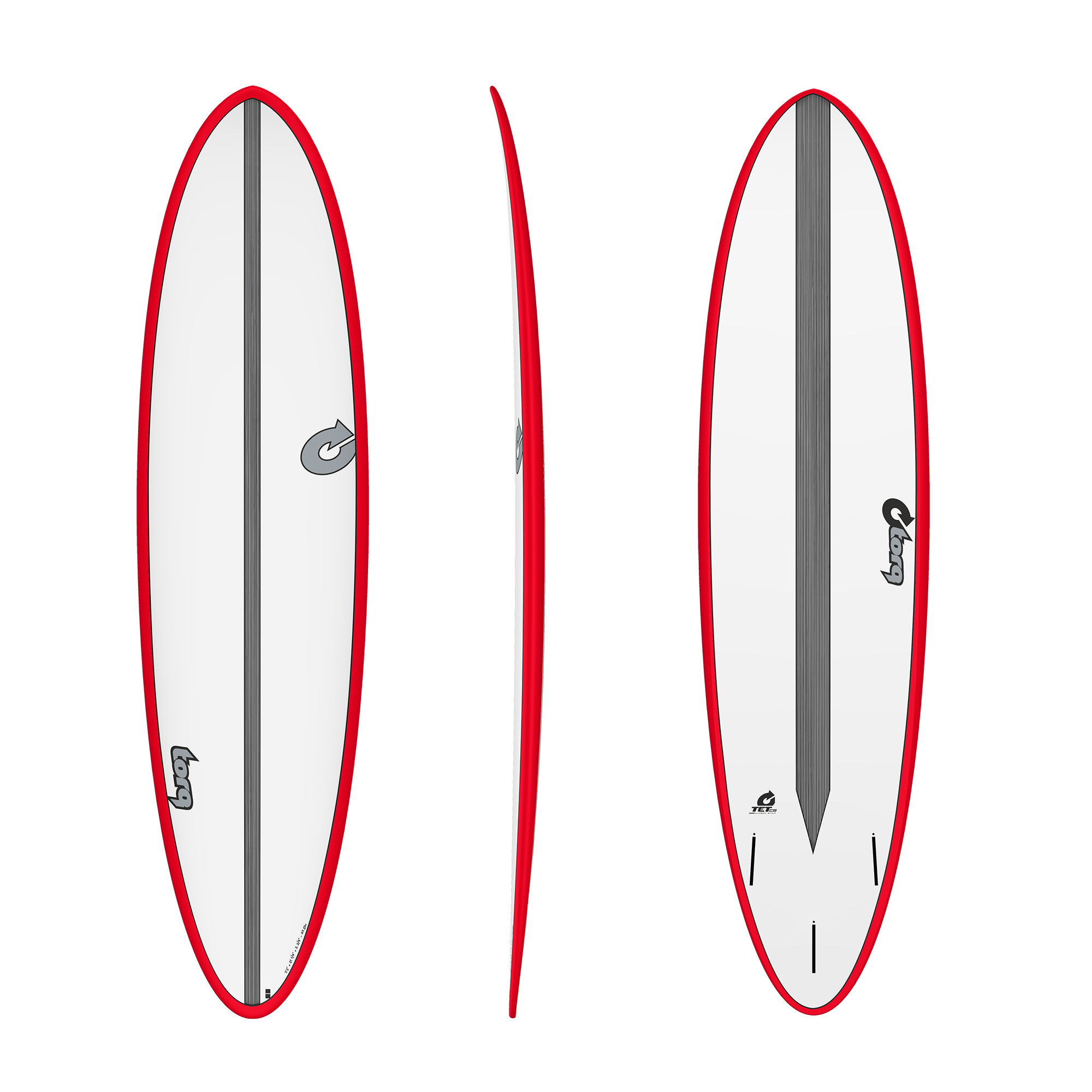 Planche Surf Funboard  7'2 TET CS Epoxy White Red