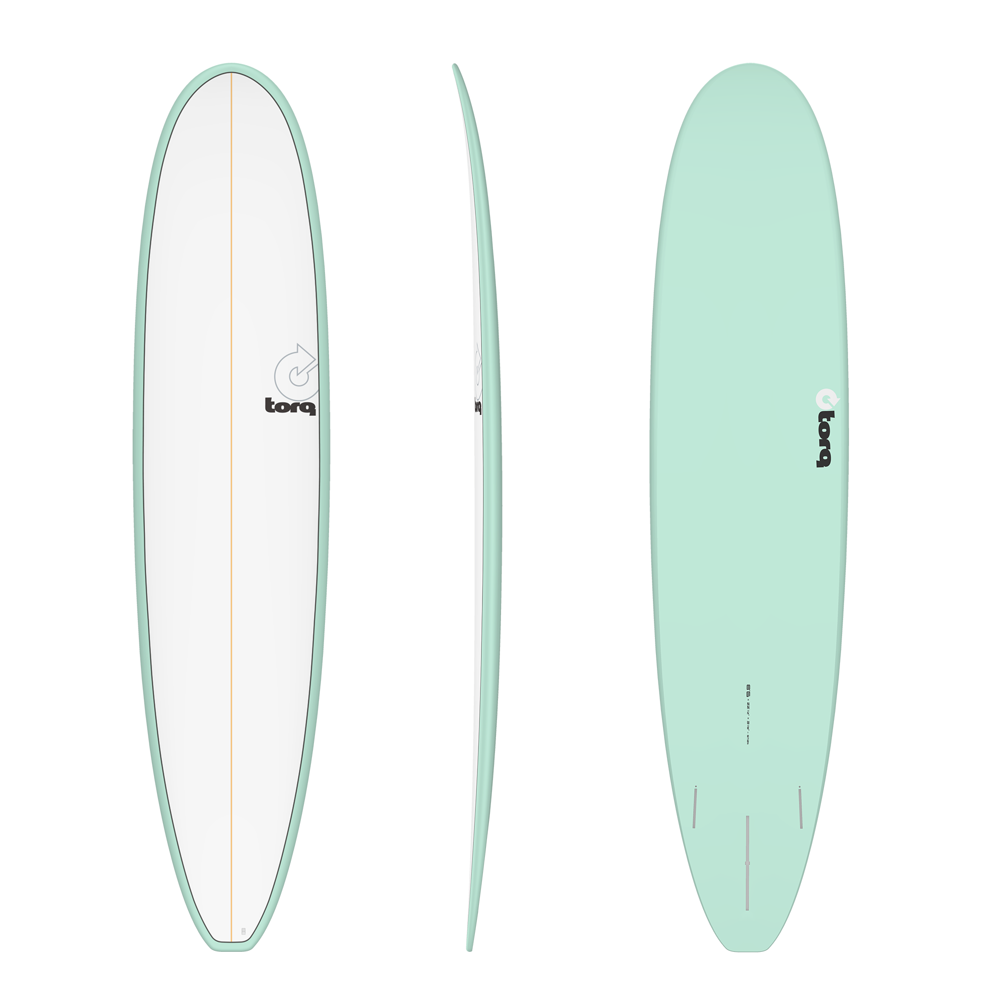 Longboard Pinline TET 8'6 - White / Seagreen - Torq Surfboards